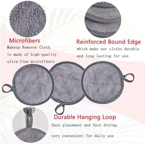 Large Reusable Makeup Remover Pads Face Cleaning Pad 5"x 5" Grey 24 Pack