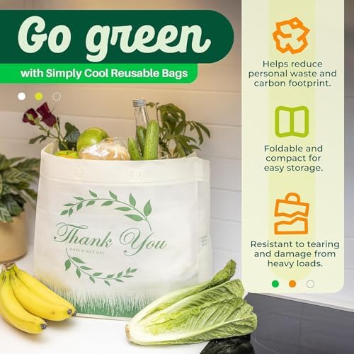 Simply Cool 400 Pack Reusable Thank You Grocery Bags, Medium Tote Bags Bulk