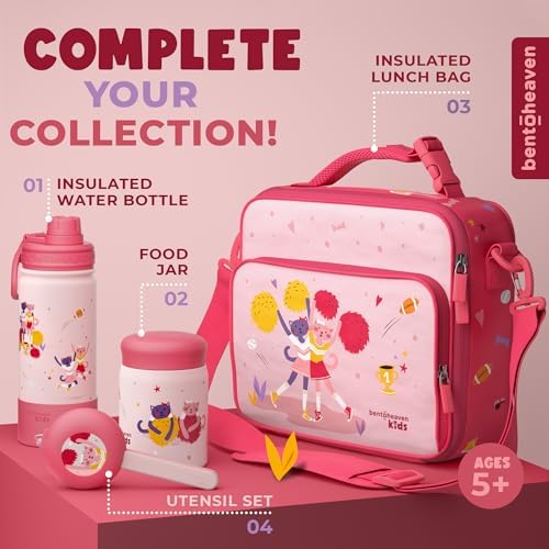 Bentoheaven Kids Utensils Set with Case, Reusable Fork & Spoon, Cats