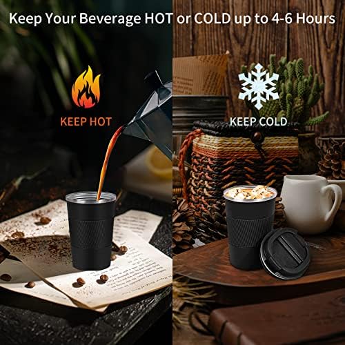 Insulated Travel Coffee Mug, Stainless Steel Coffee Cup with Leakproof Lid