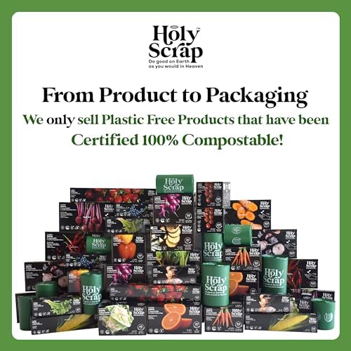 Extra Large Compostable Trash Bags - 13 Gallon, 30 Pack | Plastic-Free & Decomposing Tall Kitchen Garbage Bags & Liners with Easy-Tie Handles | Thick Bin Bags for Green & Food Waste