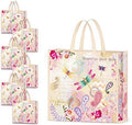 NymphFable Dragonfly Shopping Bags, 6 Pack Reusable Grocery Tote Bag 50LBS