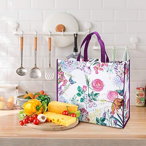 NymphFable Shopping Bags, 6 Pack Mixed Reusable Grocery Tote Bags 50LBS