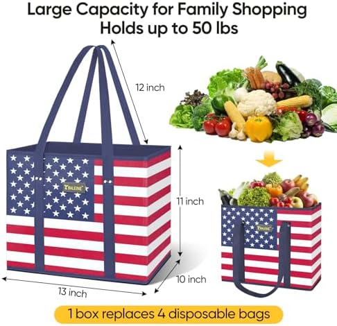 BALEINE 6PK Reusable Grocery Bags, Heavy Duty Shopping Tote Bag