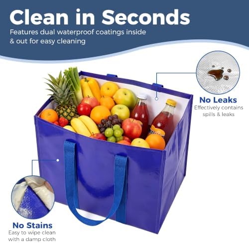 Reusable Grocery Bags, Waterproof & Foldable Shopping Bags Stand Upright