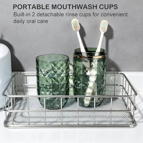 Travel Toothbrush and Toothpaste Case: 2 in 1 Toothbrush Travel Case with Rinse Cups, Dustproof Toothbrush Holder for Traveling, Camping, School Dorm, Office, Gym, Business Trip