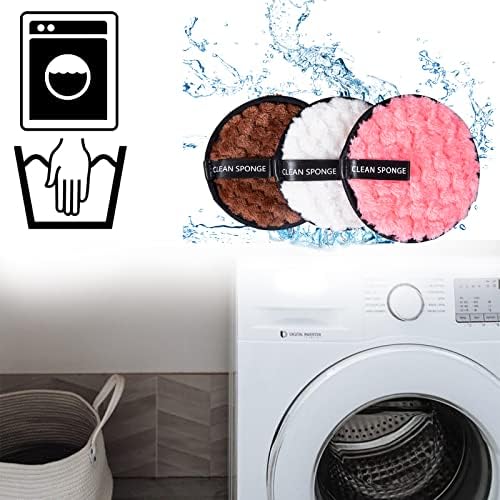 Reusable Soft Makeup Remover Pads for All Skin - 4 pack Microfiber Face Rounds Wipes Heavy Mascara Eye Shadow Facial Cleansing Puffs Foundation, Washable Removal Cloth, Chemical Free