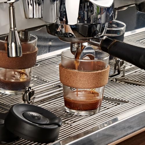 KeepCup Brew Cork - Reusable Coffee Cup Tempered Glass and Natural Cork, M 12oz/340ml - Black (Pack of 10)