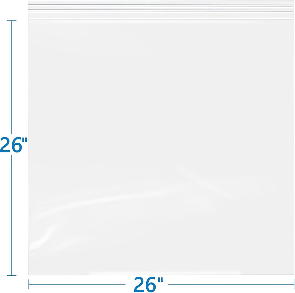 iMailer- 26" x 26" 50 Pack- 2 Mil Resealable Zip Bags- Clear Plastic Bags with Zip Top Lock for Storage, Organizing, Crafts, Travel