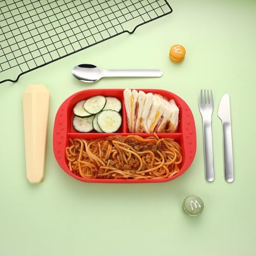 DEVICO Utensils for Lunch Box, 4Pcs Travel Silverware Set with Case, Yellow