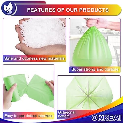 OKKEAI Blue Trash Bags 8 Gallon, Medium Garbage Bags for Kitchen, 60 Count