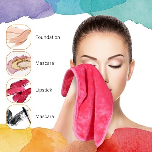 Nugilla Makeup Remover Cloth, 13x7 Inch Reusable Makeup Remover Towels, Microfiber Fast Drying Facial Washcloth, Soft Face Towels for Washing Face
