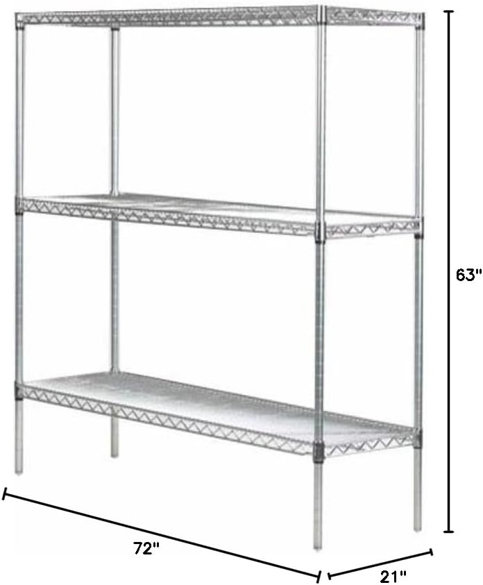 Omega 21" Deep x 72" Wide x 63" High 3 Tier Gray Starter Shelving Unit