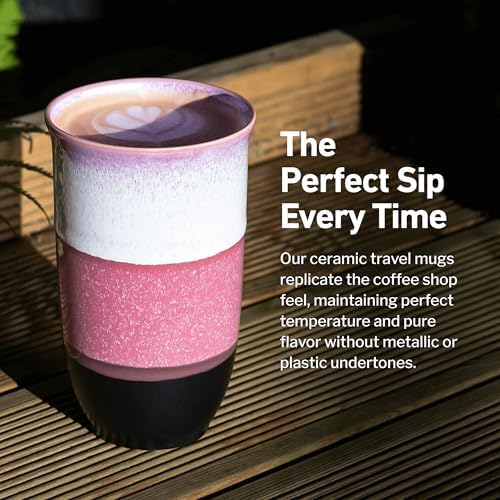 NOVA CERAMICS Coffee Travel Mug – Reusable Coffee Cup – Microwave & Dishwasher Safe Coffee Green Tumbler - Gifts For Women Men Him Her – 16oz – Eclipse