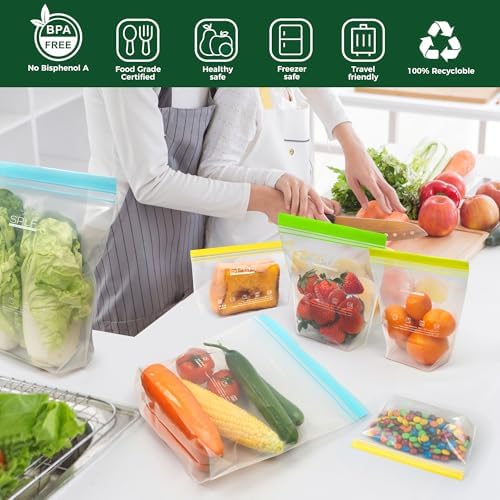 SPLF 12 Pack Reusable Sandwich Bags Dishwasher Microwave Safe
