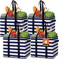 Reusable Grocery Bags 4 Pack, Foldable & Water Resistant Shopping Bags