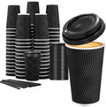 Lamosi 50 Pack 16 oz Coffee Cups with Lids, Disposable To Go Paper Cups