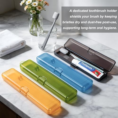 Travel Toothbrush Holder (12pcs, Yellow,Gray,Blue,Green)