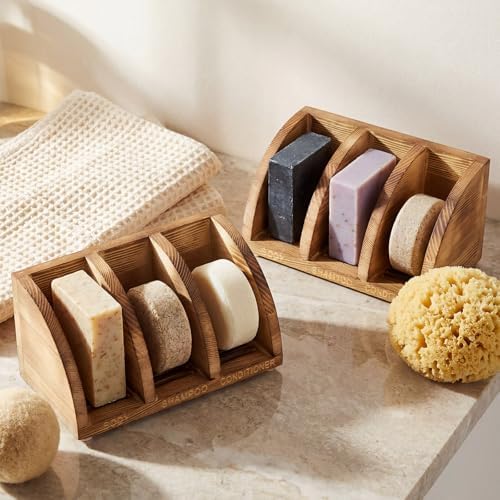 Shampoo Bar Holder Multi Bar Soap Dish, Wooden, 6.3 x 3.3 x 3.1 Inch