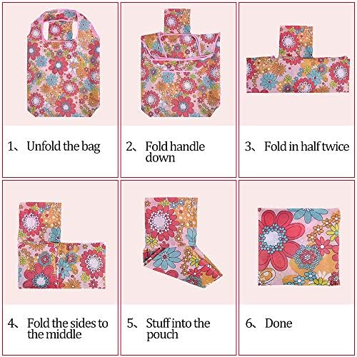Reusable Grocery Shopping Bags 6|10 Pack, Foldable Tote Bags, Machine Washable Nylon Shopping Totes for Groceries