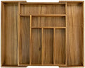 Luxury Acacia Kitchen Drawer Organizer - Silverware Organizer - Utensil Holder and Cutlery Tray with Grooved Drawer Dividers for Flatware and Kitchen Utensils (8 Slot), 17*12.4*2 inch