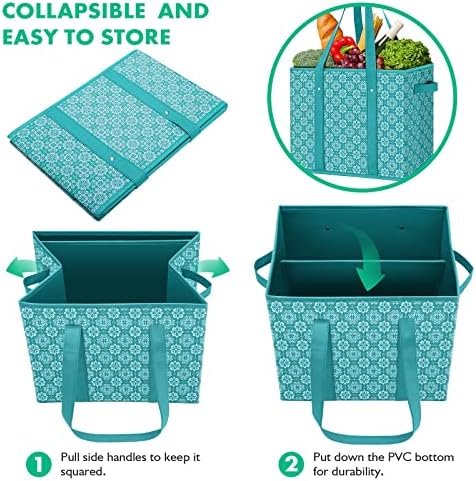 Reusable Grocery Bags 6 Pack, Foldable & Water Resistant Shopping Bags