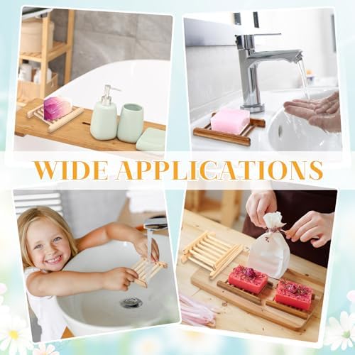 Sawysine 50 Pcs Bamboo Soap Holder Self Draining,Charcoal and Wood Color