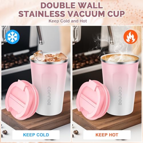 CS COSDDI 12 oz Coffee mug - Stainless Steel Coffee Cup with Leakproof Lid