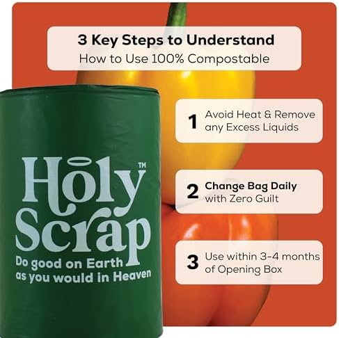 Medium Compostable Trash Bags - 6-8 Gallon, 100 Pack | Odorless, Plastic-Free & Decomposing Kitchen, Bathroom & Countertop Garbage Bag & Liners | Thick Bin Bags for Green & Food Waste