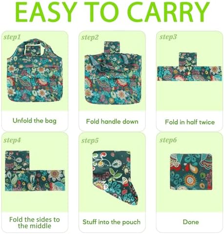 Reusable Grocery Shopping Bags 6|10 Pack, Foldable Tote Bags, Machine Washable Nylon Shopping Totes for Groceries