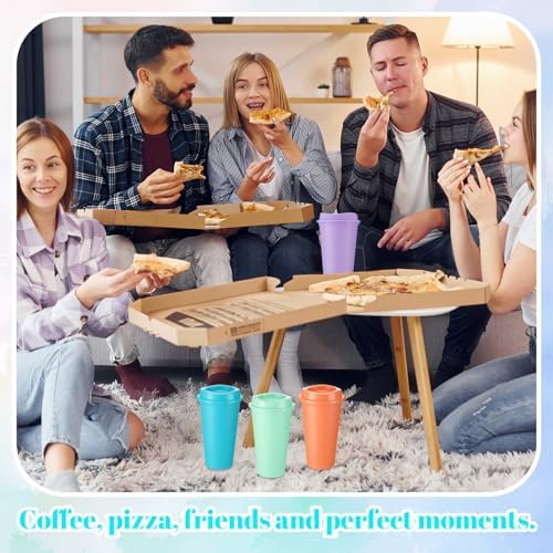 Honeydak 45 Pack 16 oz Reusable Coffee Cups with Lids Water Bottle Iced Coffee Travel Mug Reusable Portable Plastic Tea Tumblers Bulk for Hot and Cold Drinks Birthdays Party(Classic,Bright Colors)