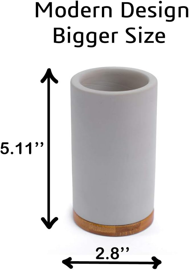 Matani Bamboo Toothbrush Holder Diatomite Tooth Brush Organizer - Storage Stand for Small Bathroom & Counter - Removable Base & Drain Holes, Water-Absorbent & Quick-Drying (Grey & Light Grey)