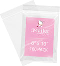 iMailer - 100 Pcs- 8" x 10" Plastic Zip Poly Bags- Clear Resealable Zip Bag for Art Prints, Brochure, Photoes, Handicraft Gift
