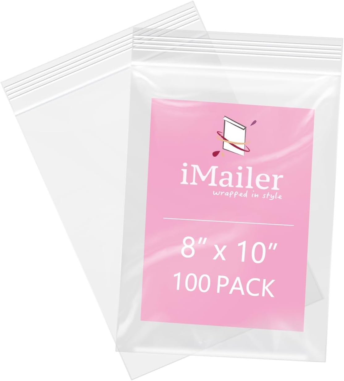 iMailer - 100 Pcs- 8" x 10" Plastic Zip Poly Bags- Clear Resealable Zip Bag for Art Prints, Brochure, Photoes, Handicraft Gift
