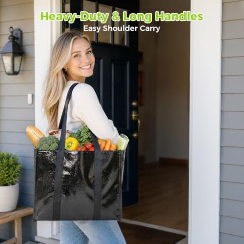 6 Pack Reusable Grocery Bags with Handles Waterproof Shopping Tote Bags
