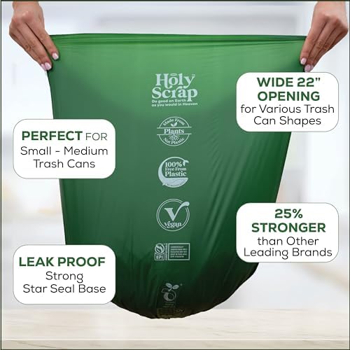 Medium Compostable Trash Bags - 6-8 Gallon, 100 Pack | Odorless, Plastic-Free & Decomposing Kitchen, Bathroom & Countertop Garbage Bag & Liners | Thick Bin Bags for Green & Food Waste