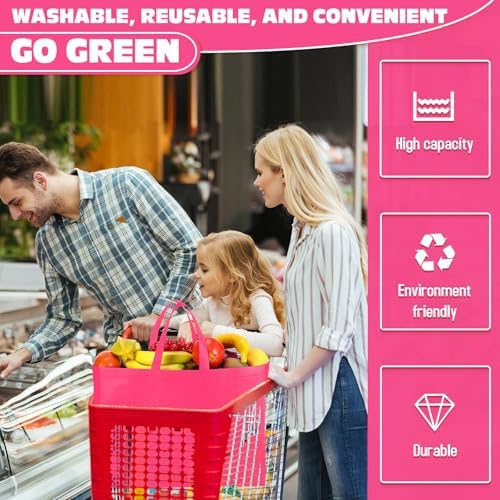 Windyun Reusable Grocery Bags Large Non Woven Shopping Bags with Handles Foldable Portable Tote, 16x6x12 Inch