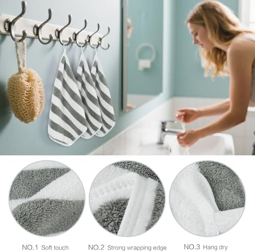 Microfiber Facial Cloths Fast Drying Washcloth 12x12inch Stripes 6 pack