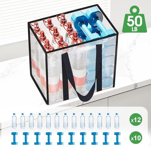 Reusable Grocery Bags, Clear Shopping Bags, 4 Pack, 33L