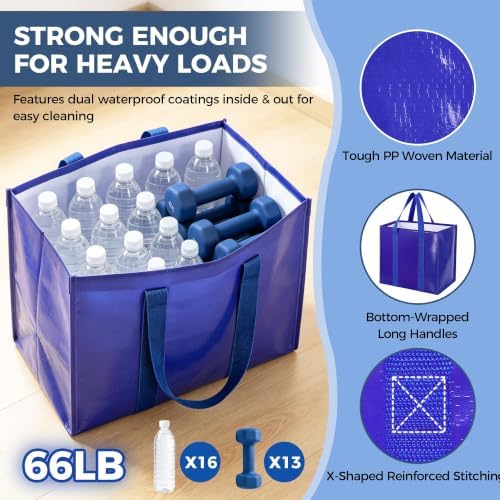 Reusable Grocery Bags, Waterproof & Foldable Shopping Bags Stand Upright