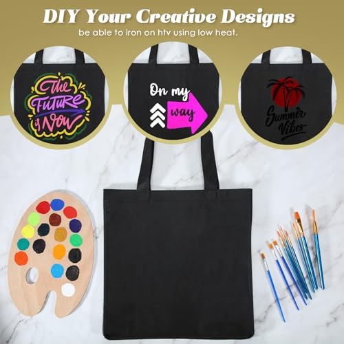 Reginary 100 PCS Non Woven Tote Bags Bulk,Black