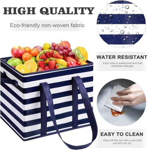 Reusable Grocery Bags 4 Pack, Foldable & Water Resistant Shopping Bags