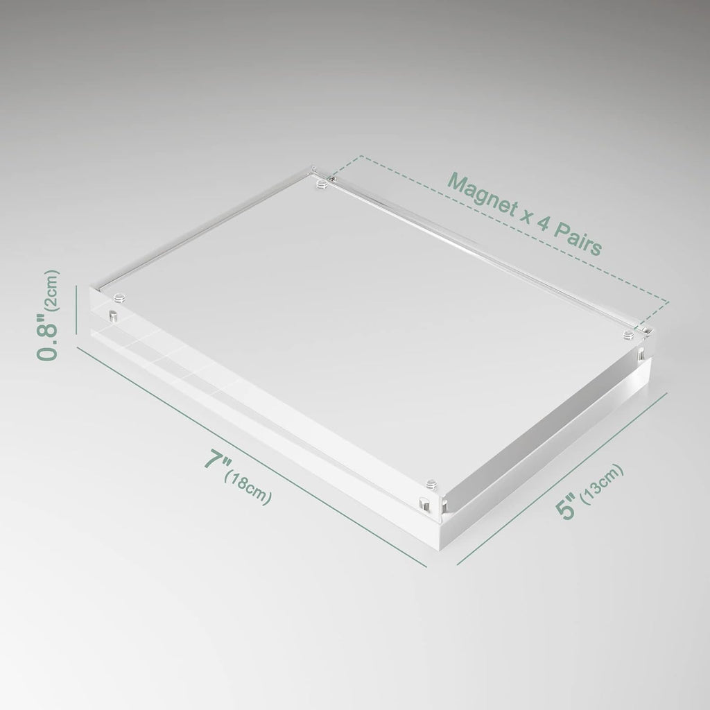 Syntrific 5x7 Acrylic Photo Frame 5Pack Premium Acrylic Photo Frame Magnetic Picture Frames Clear | Clear Lucite Frames, Stand on Desk, Horizontal and Vertical, Frameless, Floating Effect Photo Display