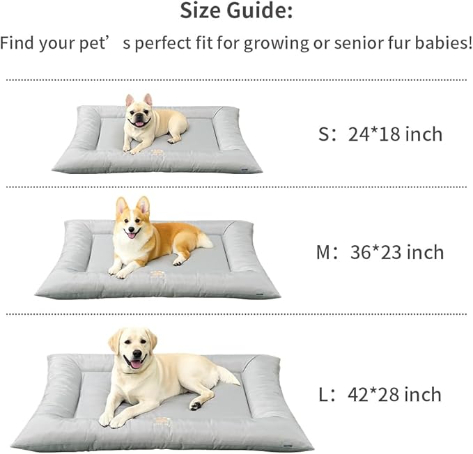 SOMAHE Dog Bed for Dog Crate Oxford Puppy Crate Pad Waterproof Pet Beds Outdoor Cage Mat Easy Rinse Grey 42×28×3 Inch