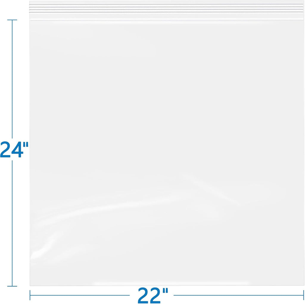 iMailer- 22" x 24" 50 Pack- 2 Mil Resealable Zip Bags- Clear Plastic Bags with Zip Top Lock for Storage, Organizing, Crafts, Travel