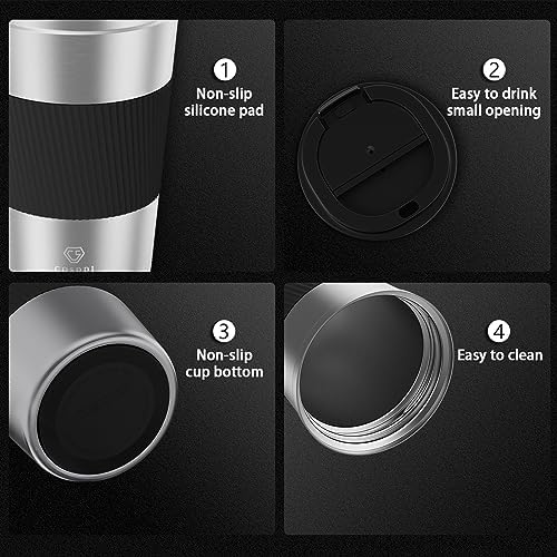 CS COSDDI 12 oz Coffee mug - Stainless Steel Coffee Cup with Leakproof Lid