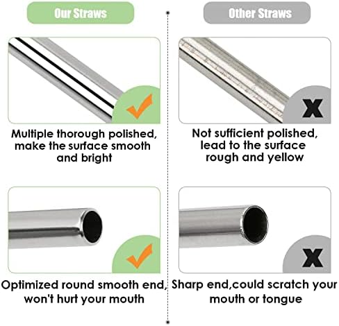 20 Pack Reusable Stainless Steel Metal Straws,10.5" & 8.5" Reusable Drinking Straws with 20 Silicone Tips 5 Straw Brushes 1 Travel Case,Eco Friendly Extra Long Metal Straw Fit for 20 24 30 oz Tumbler
