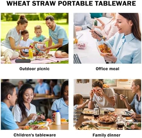 Large Reusable Travel Utensils with Case, Plastic Camping Cutlery Set