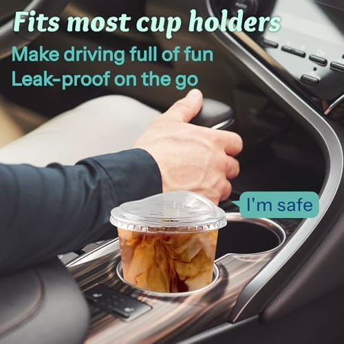 Homestockplus 15 oz Clear Plastic Cups with Lids (100 Pack) - Strawless Sip Lids, Leak-Proof & BPA-Free Iced Coffee Cups - Disposable Cold Drink Cups for Smoothies, Milkshake, Parties, Events