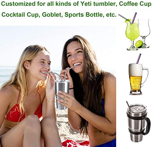 VEHHE Black Metal Straws, Stainless Steel Reusable Straws Set with Brush